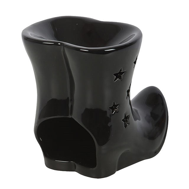 Black Witch Boots Oil Burner | Ceramic | Star Cut-Out | Tealight Holder | New