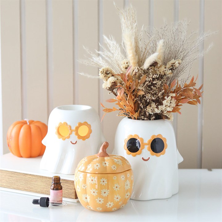 Groovy Ghost Flower Vase | Ceramic | Halloween Home Decor | New