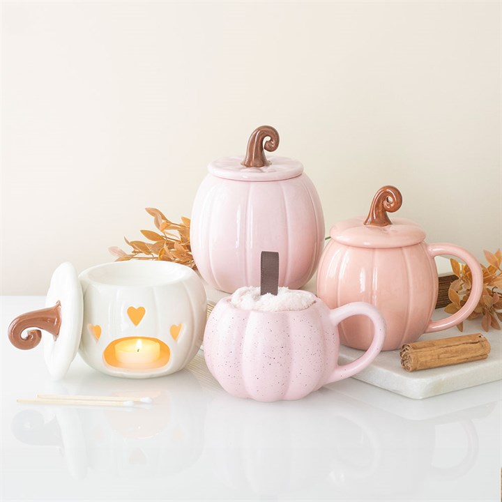 White Curly Pumpkin Oil Burner | Ceramic | Autumn & Halloween Decor | New
