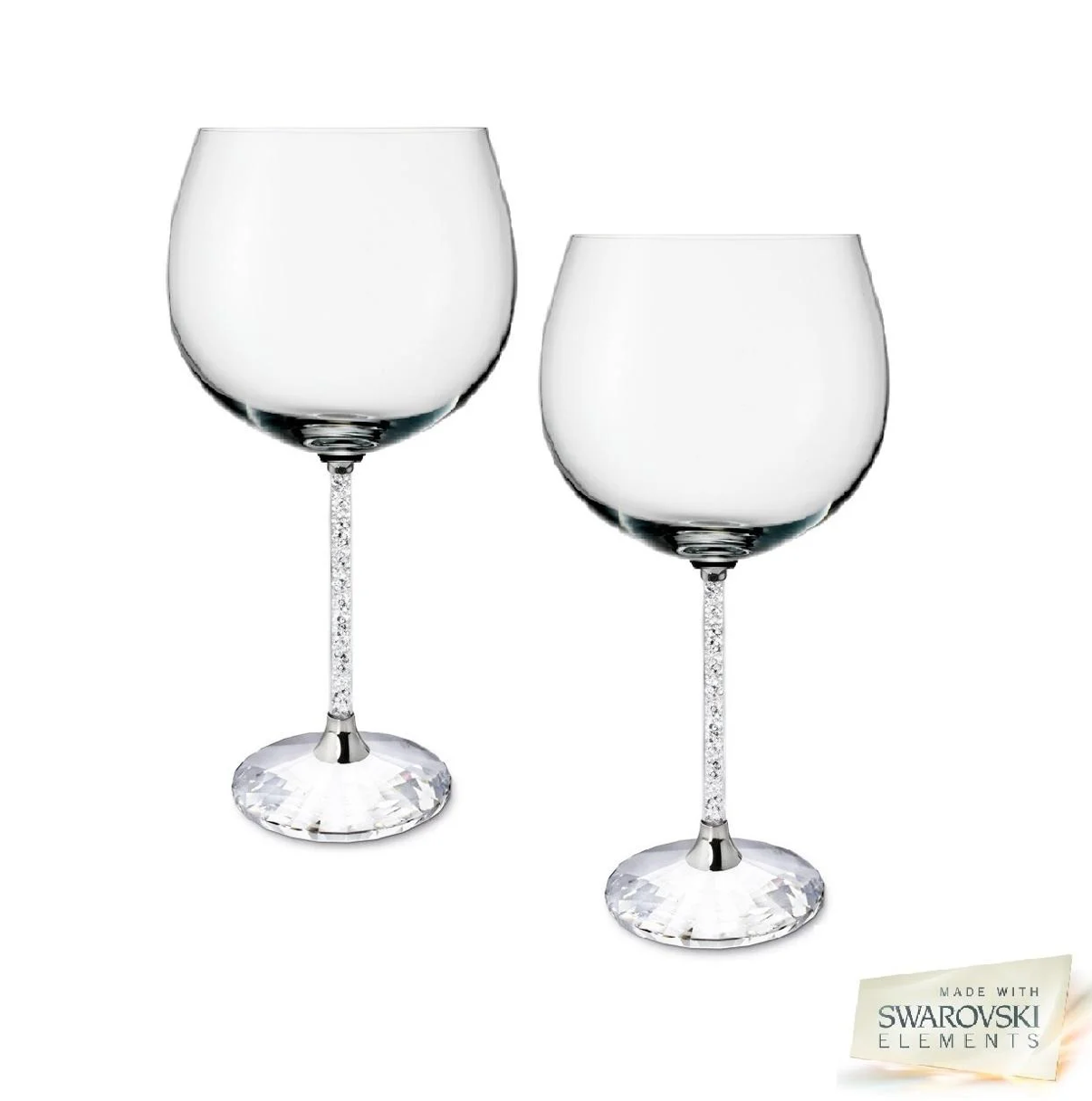Swarovski Crystal Gin Glasses Pair | Czech Crystal Hand Cut | Silver Plated Stem | Luxury Gin Gift