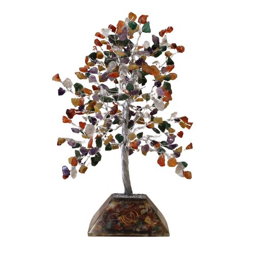 Multi-Stone Gemstone Tree with Orgonite Base | 320 Stones | 9x9x19cm | New