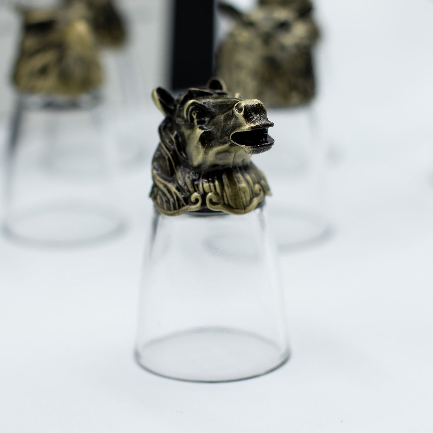 Bottom Up Shot Glass Gift Set of 12 | Forest & Mystical Creatures | 25ml | Antique Bronze | New