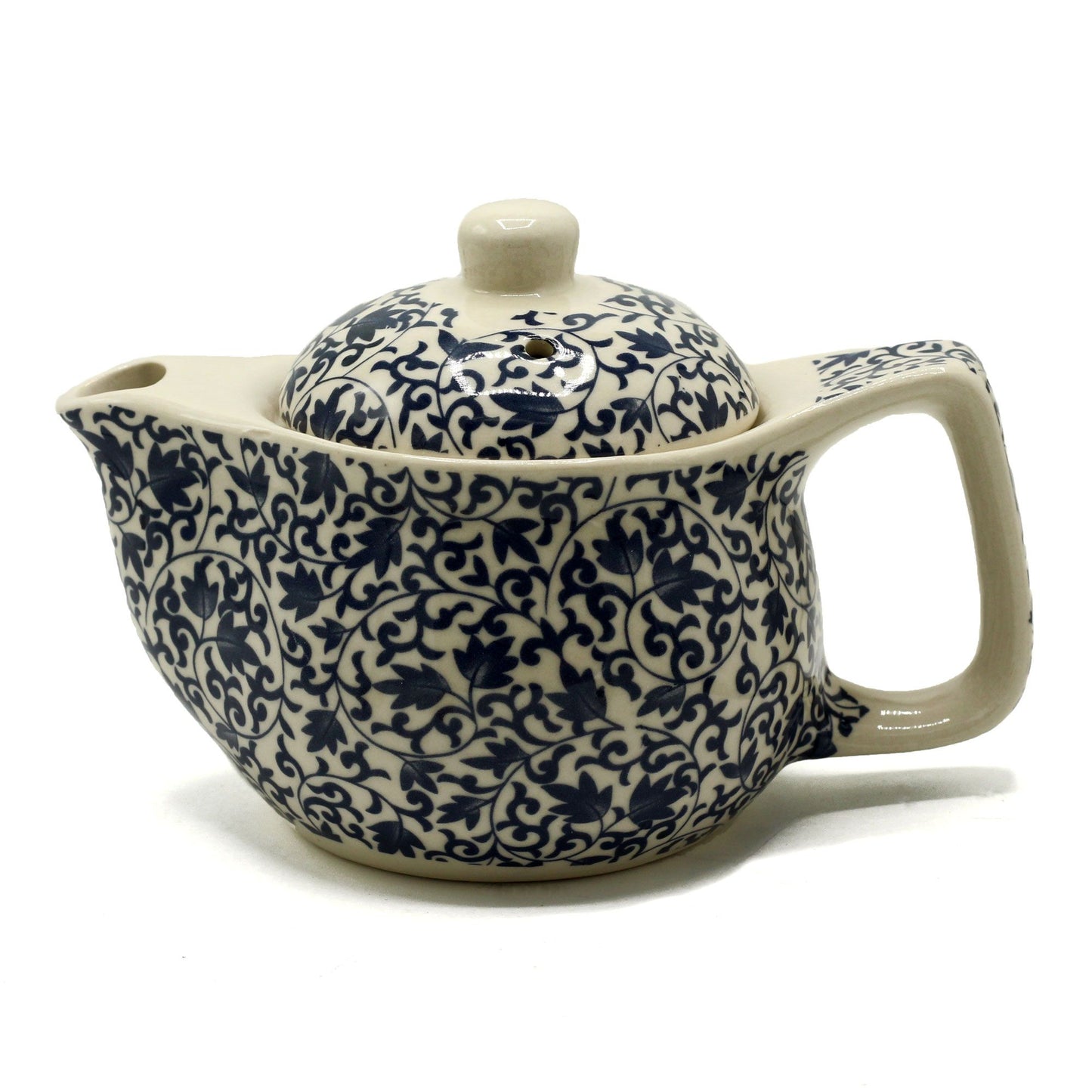 Blue Floral Ceramic Small Herbal Teapot 350ml | Artisan Style | Perfect Solo Tea Lover Gift