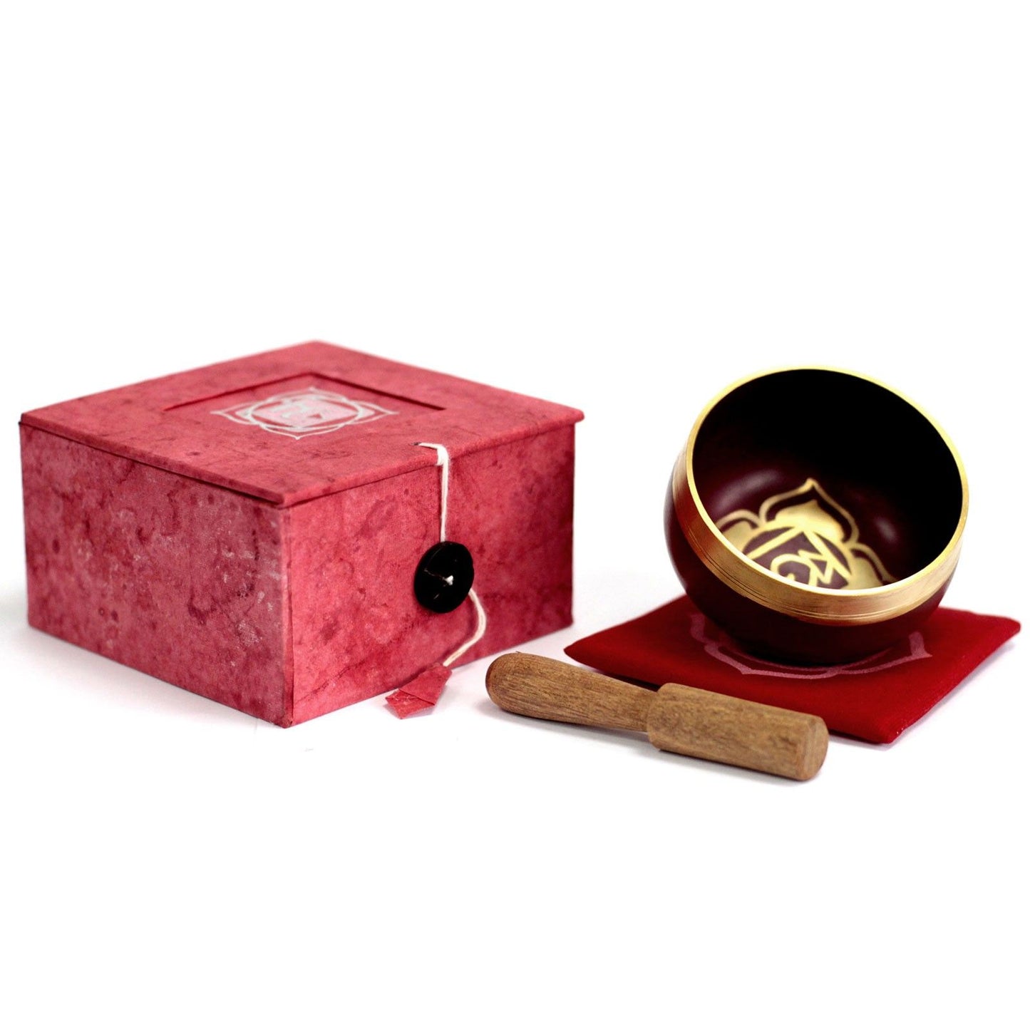 Root Chakra Singing Bowl Gift Set | Muladhara | Hand-Painted | Brass | New