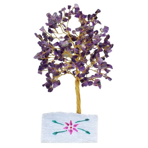 Amethyst Indian Wire Gemstone Tree | 320 Stones | 7x4x22.5cm | New