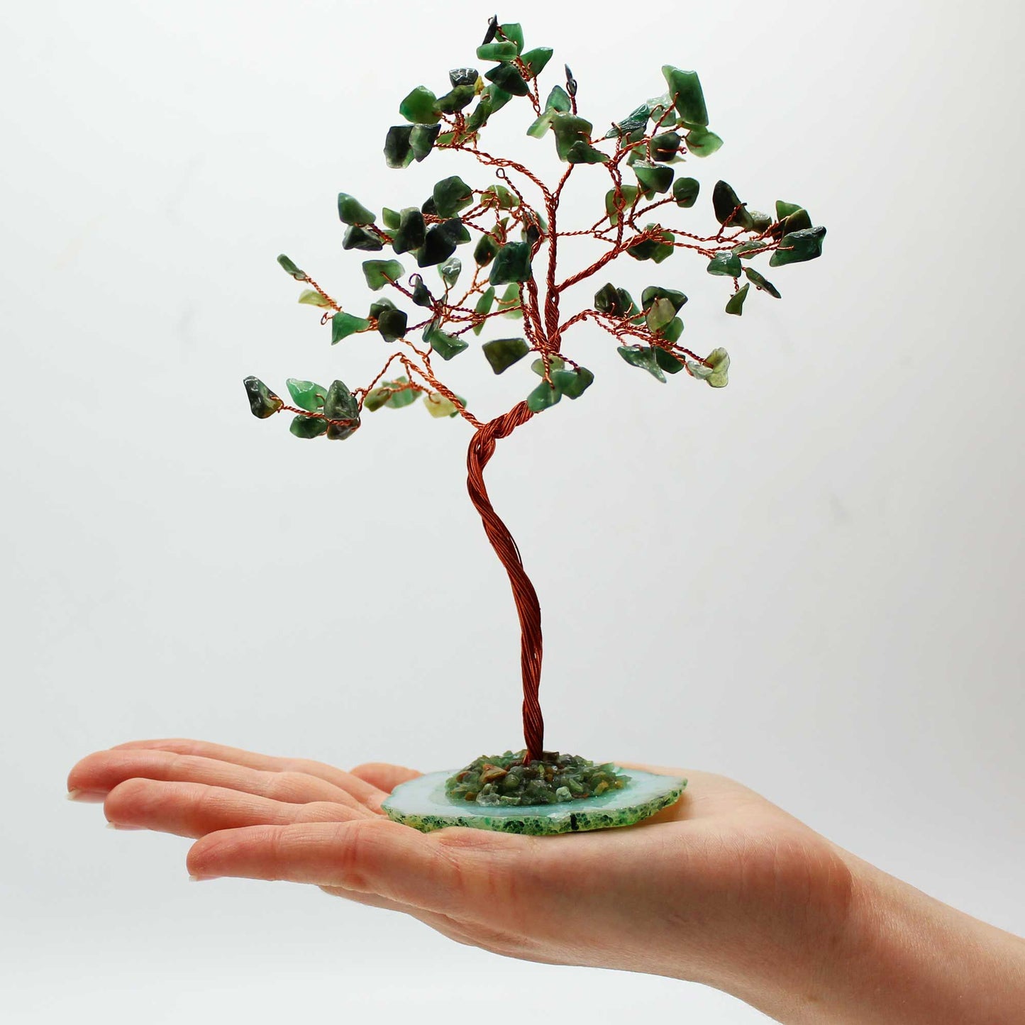 Green Aventurine Large Gemstone Tree on Green Agate Base | 100 Stones | 9x5x13cm | New
