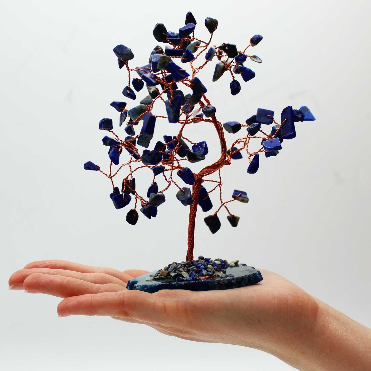 Sodalite Large Gemstone Tree on Blue Agate Base | 100 Stones | 9x5x13cm | New