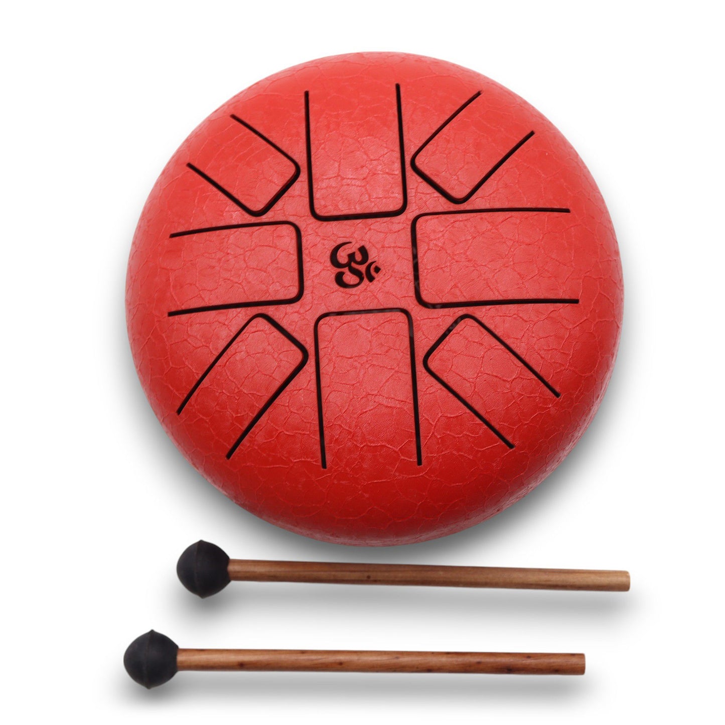 Om Red Steel Tongue Drum | 8-Tone Hapi Drum | 16cm | Tempered Steel | New