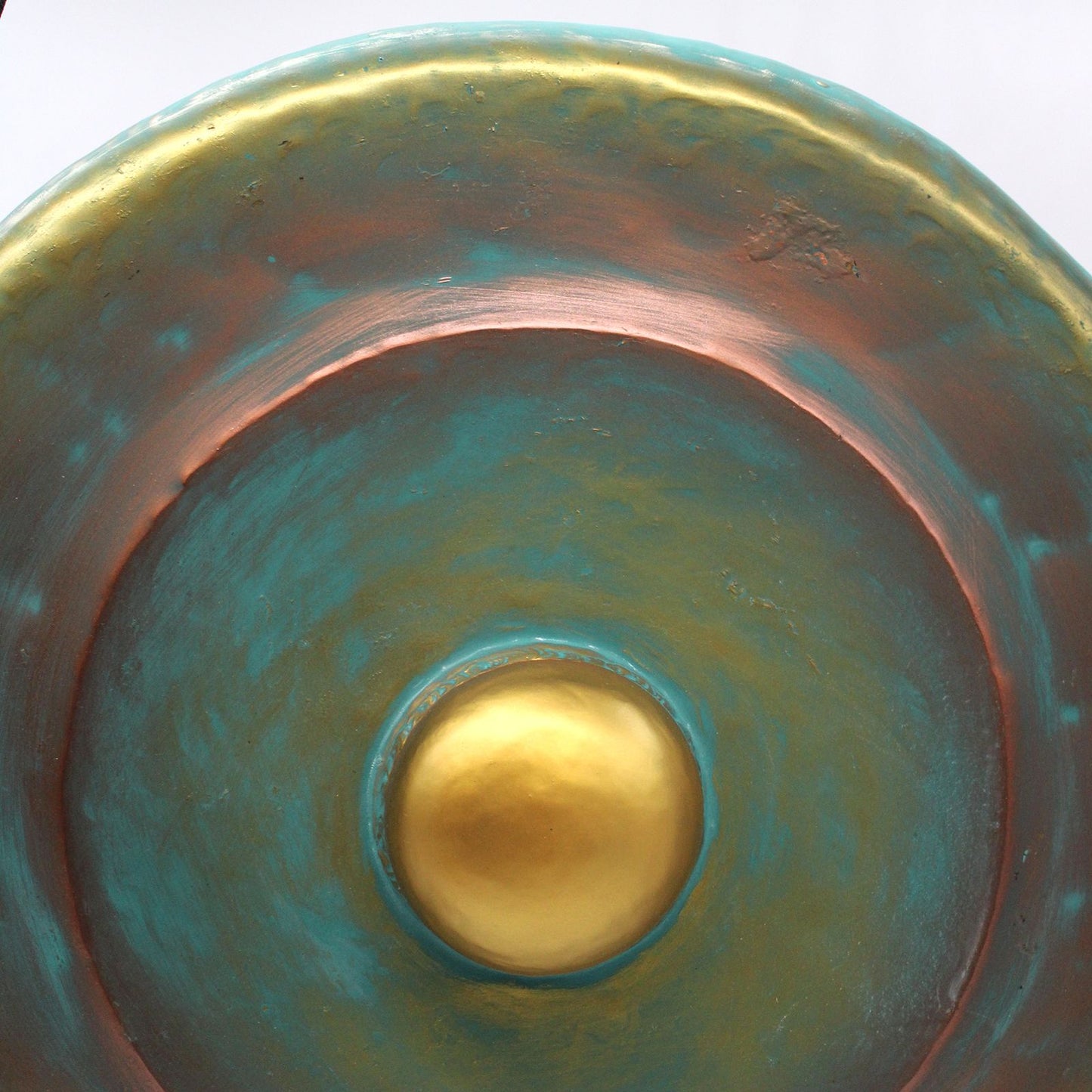 Balinese Healing Gong on Carved Stand | Medium | 50cm | Greenwash | 80x50x85cm | New