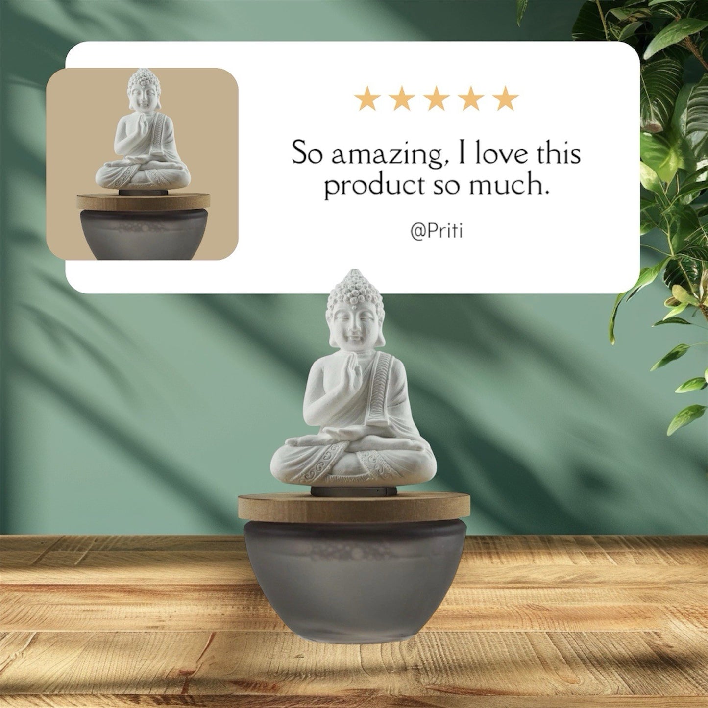Buddha Aroma Diffuser Gift | Bamboo & White Tea | 100ml Reed Diffuser Figurine | 15cm