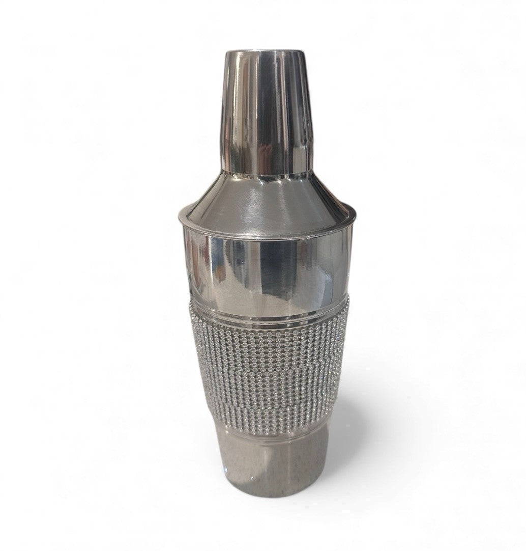 Retro Art Deco Crystal Cocktail Shaker 26cm | Diamanté Stainless Steel | Glamorous Home Bar Gift