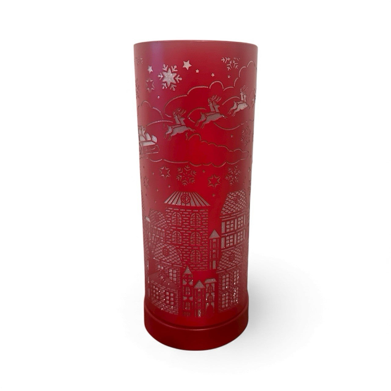 Christmas Aroma Oil Burner LED Colour Changing | Santa Sleigh Over Town | 25cm Electric | Festive Home Gift