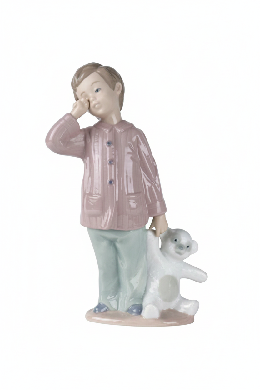 NAO by Lladro Sleepy Head Boy | Hand-Painted Porcelain Figurine | MPN 02001139 | Made in Spain | New Boxed