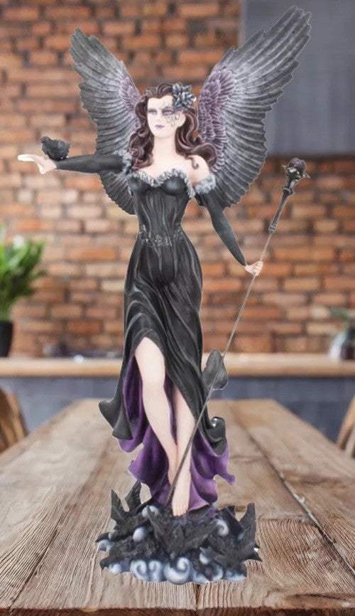 Maeven Raven Fairy Queen Figurine 78.5cm | Nemesis Now Gothic Angel Sculpture