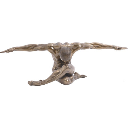 Male Nude Figure Sculpture | Arms Outstretched | Antique Bronze Finish | Polyresin | New