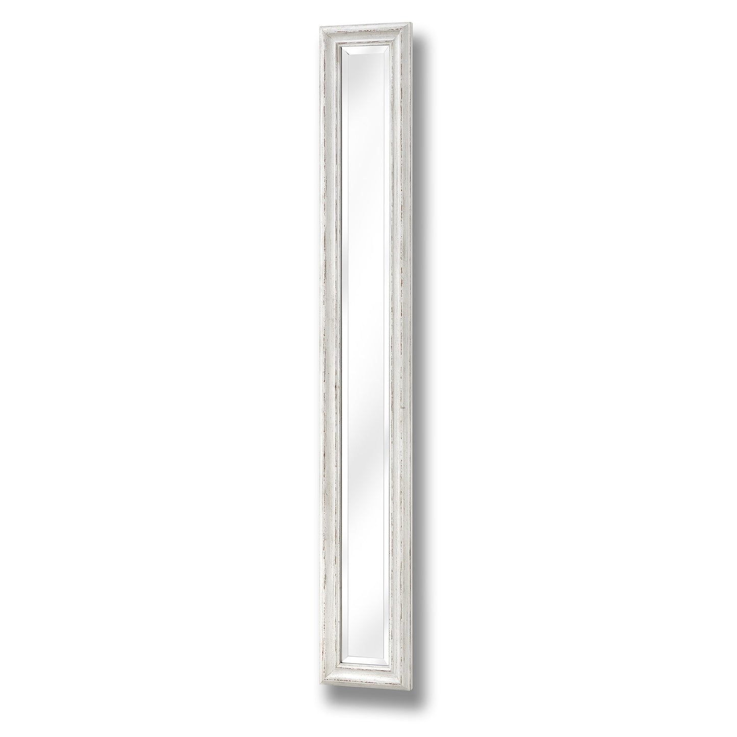 Antique White Narrow Wall Mirror Ornate Wooden Frame 135x19cm