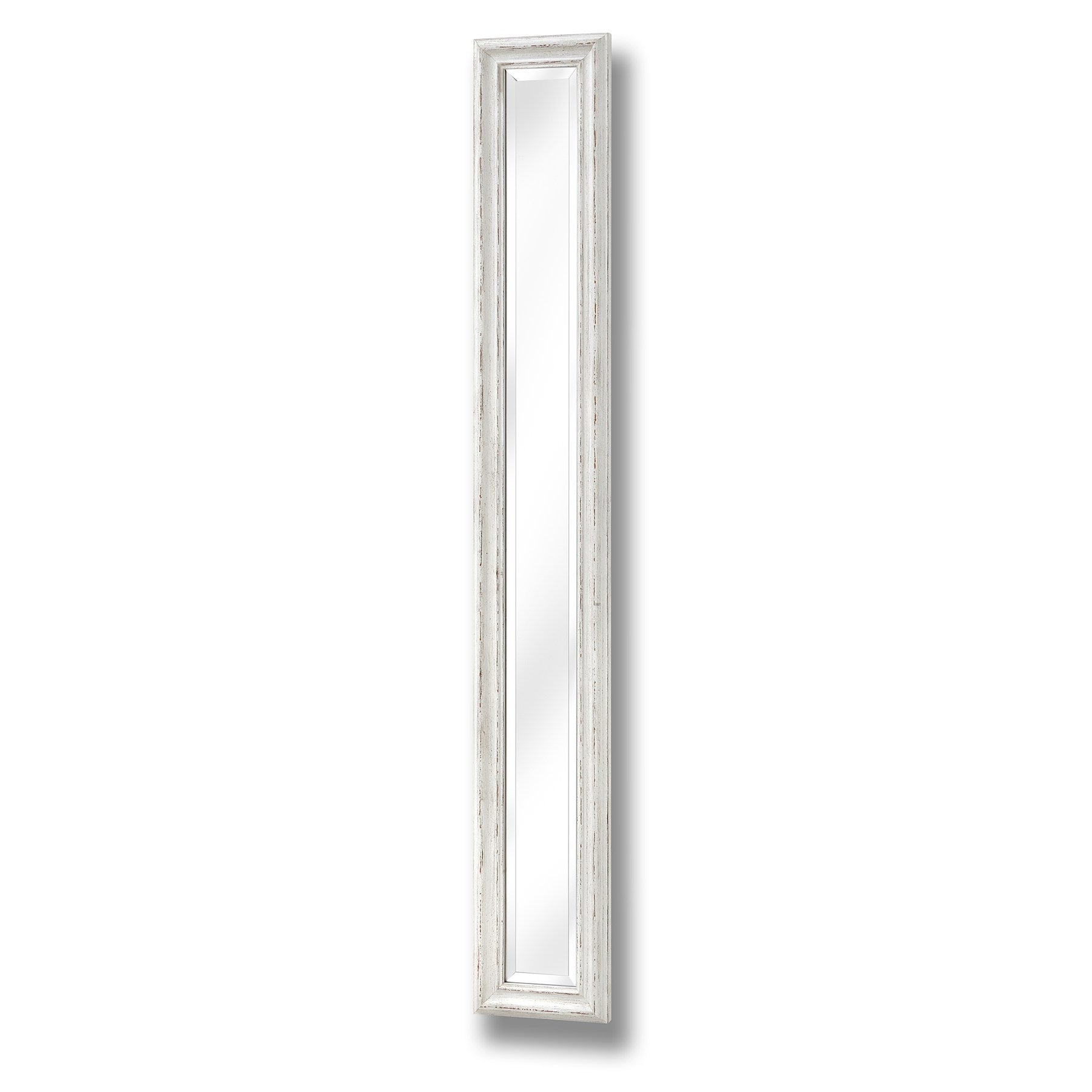 Antique White Narrow Wall Mirror Ornate Wooden Frame 135x19cm