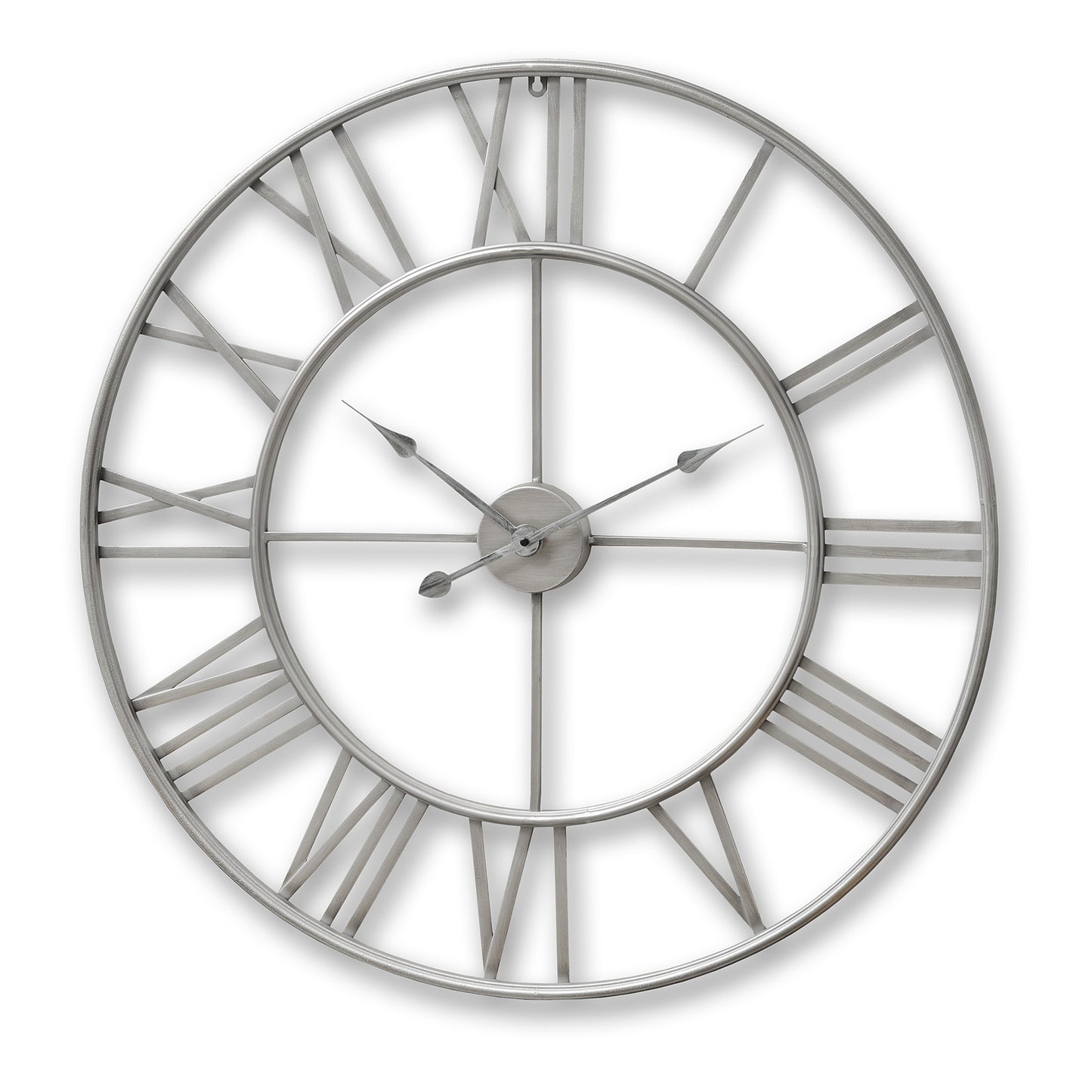 Large Silver Skeleton Clock - angle