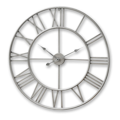 Large Silver Skeleton Clock - angle