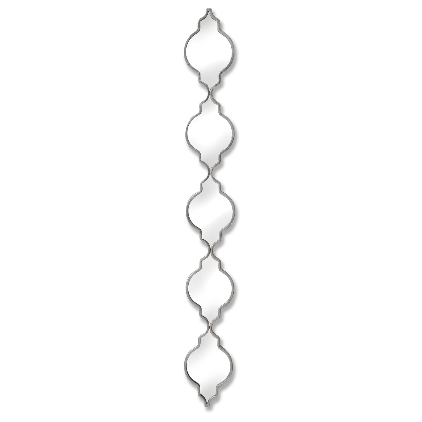Silver Quarterfoil Decorative Hanging Mirror Metal Frame 132x16.5cm