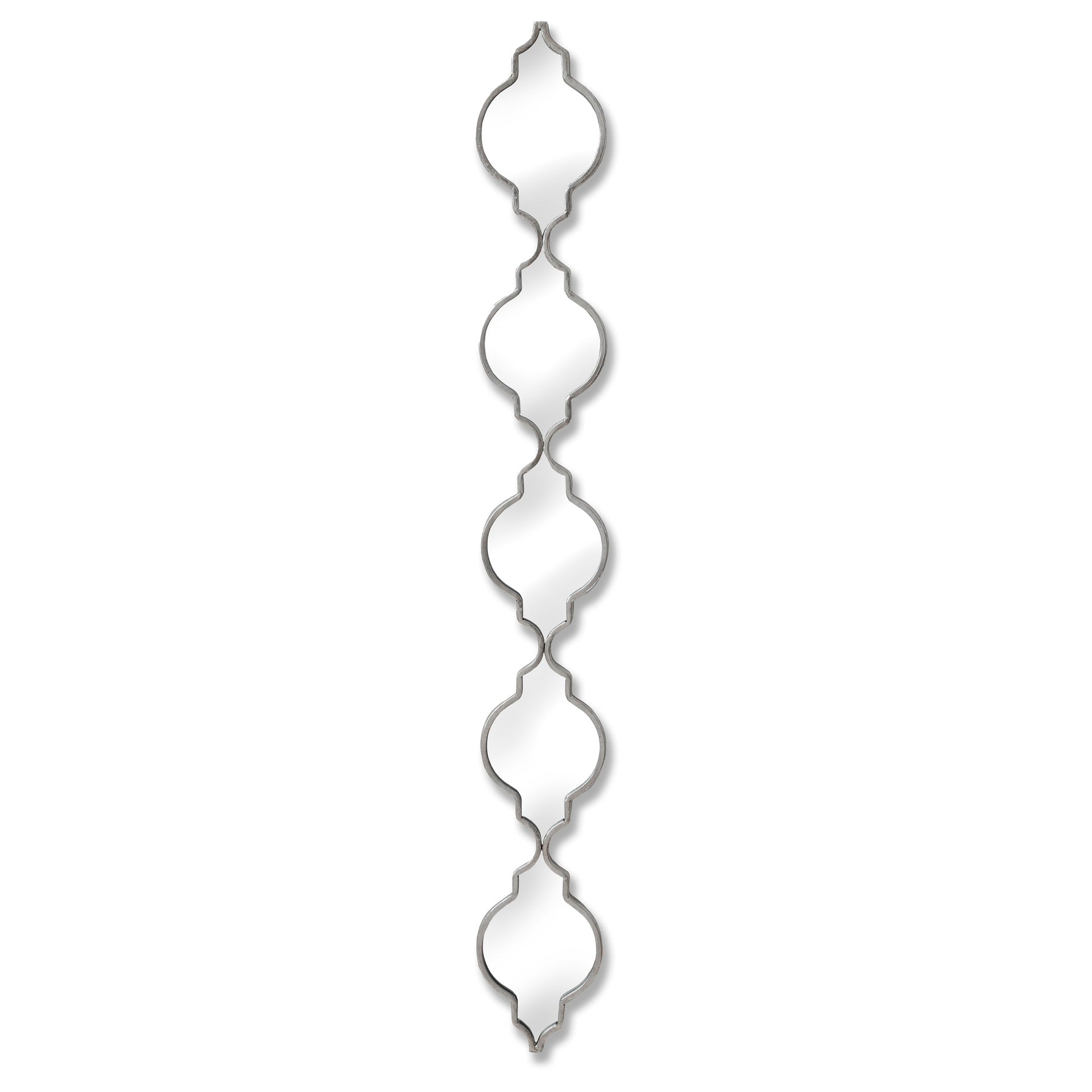 Silver Quarterfoil Decorative Hanging Mirror Metal Frame 132x16.5cm