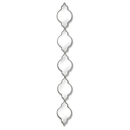Silver Quarterfoil Decorative Hanging Mirror Metal Frame 132x16.5cm