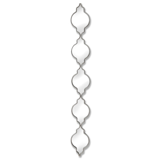 Silver Quarterfoil Decorative Hanging Mirror Metal Frame 132x16.5cm