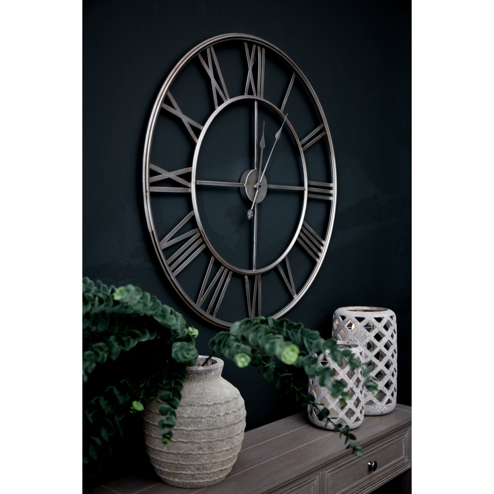 Large Silver Foil Skeleton Clock - room