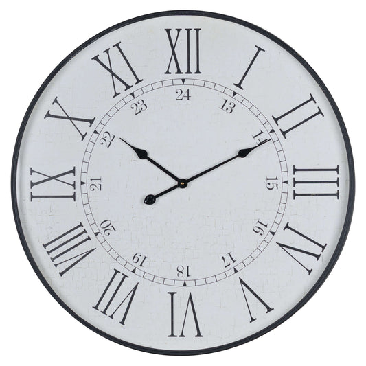 Large Round Embossed Metal Station Wall Clock 80cm