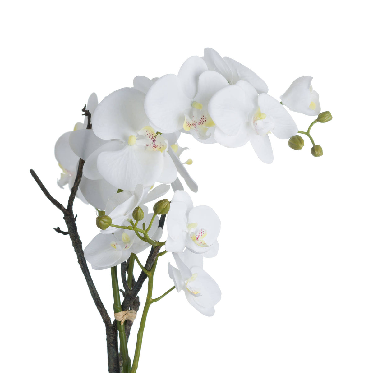 White Orchid In Stone Pot Artificial Orchid room setting