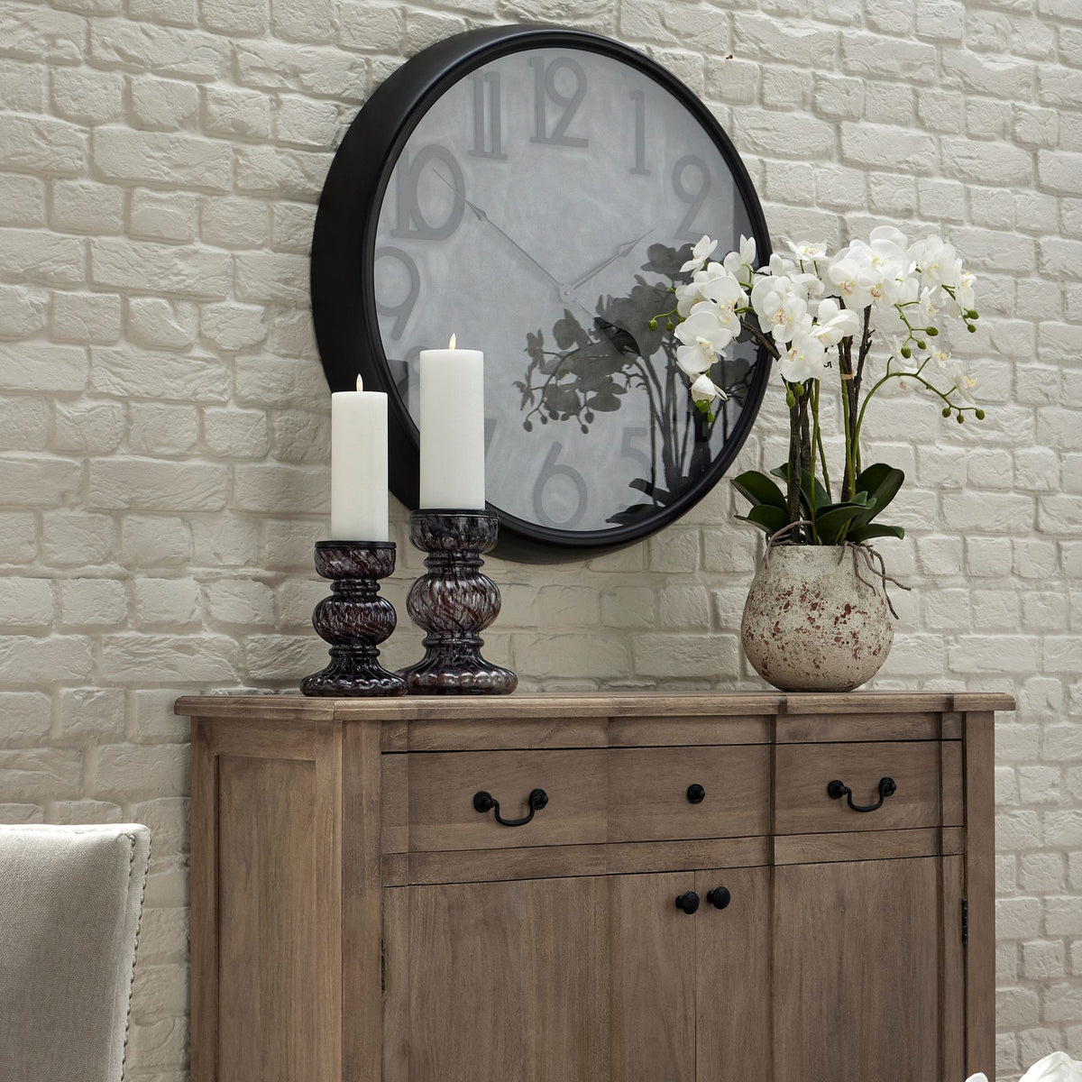 Large Stone Potted Orchid With Roots Artificial Orchid room setting