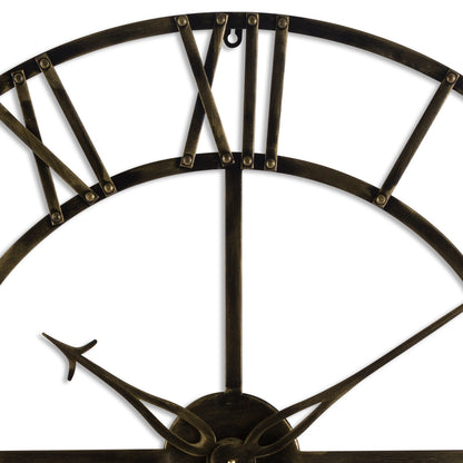 Antique Brass Skeleton Wall Clock 80cm - angle