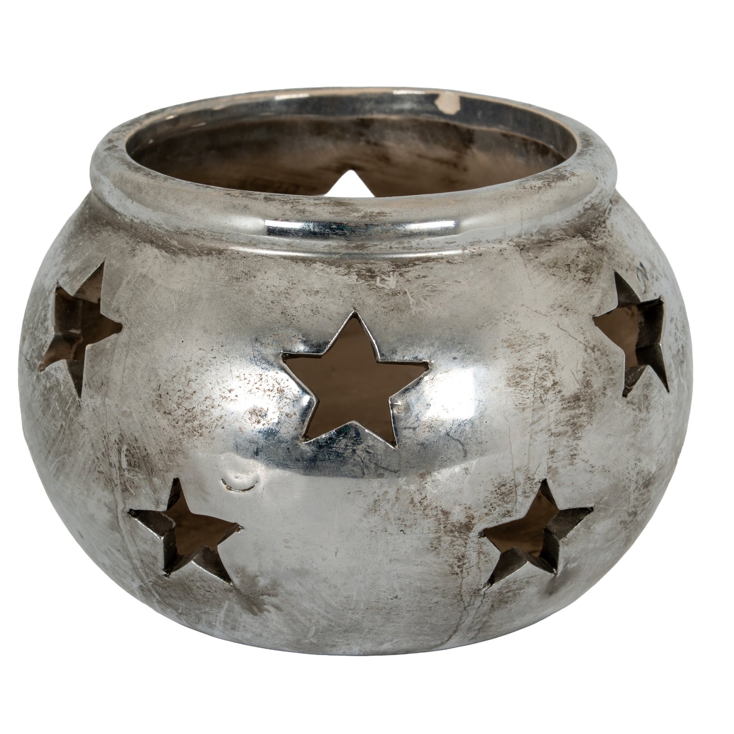 Aspen star tea light lantern in metallic silver