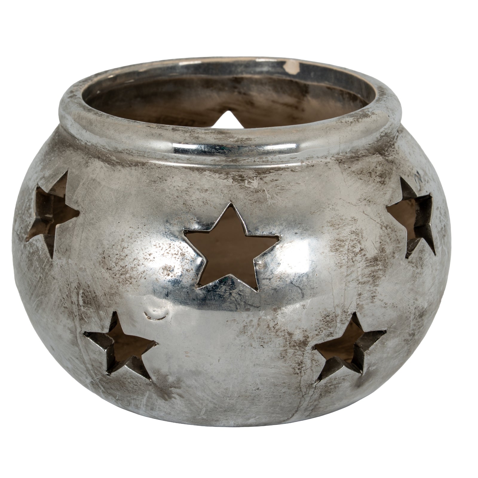 Aspen star tea light lantern in metallic silver
