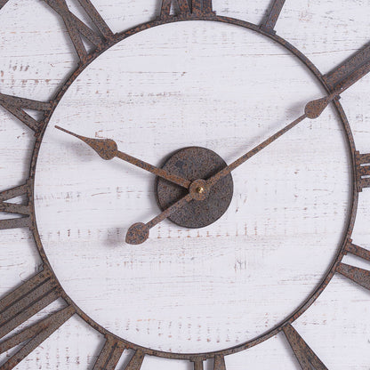Rustic Wooden Wall Clock 68cm - angle