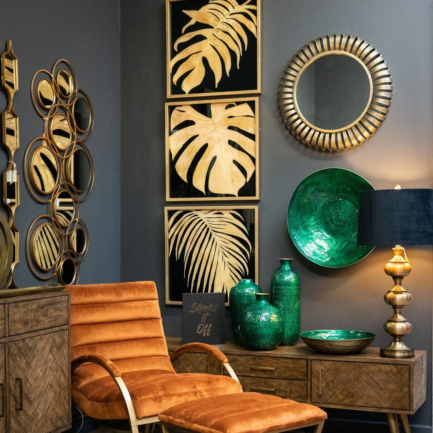 Gold Slim Collage Mirror - lifestyle