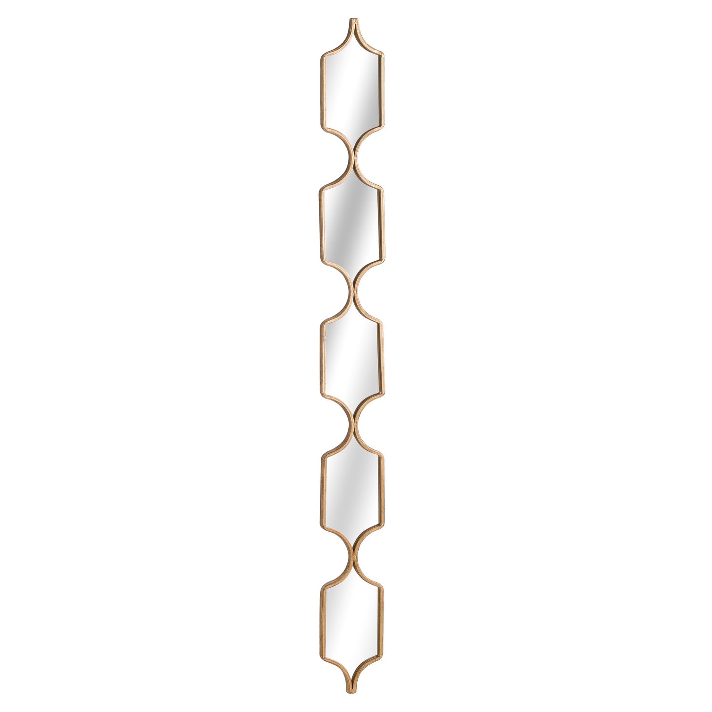 Slim Decorative Collage Hanging Mirror Gold Metal Frame 145x14cm