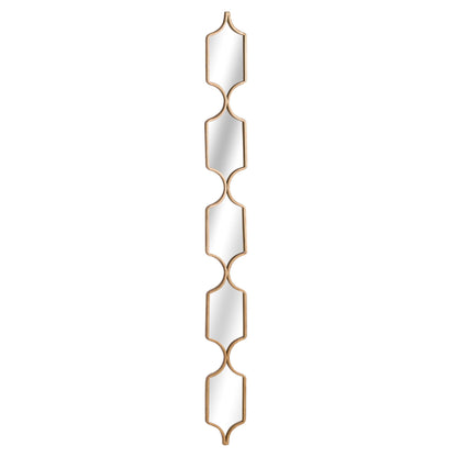 Slim Decorative Collage Hanging Mirror Gold Metal Frame 145x14cm