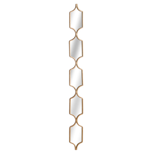 Slim Decorative Collage Hanging Mirror Gold Metal Frame 145x14cm