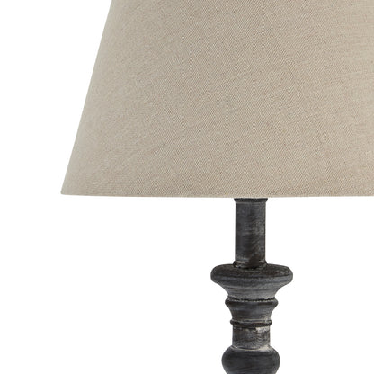 Incia column table lamp linen shade detail