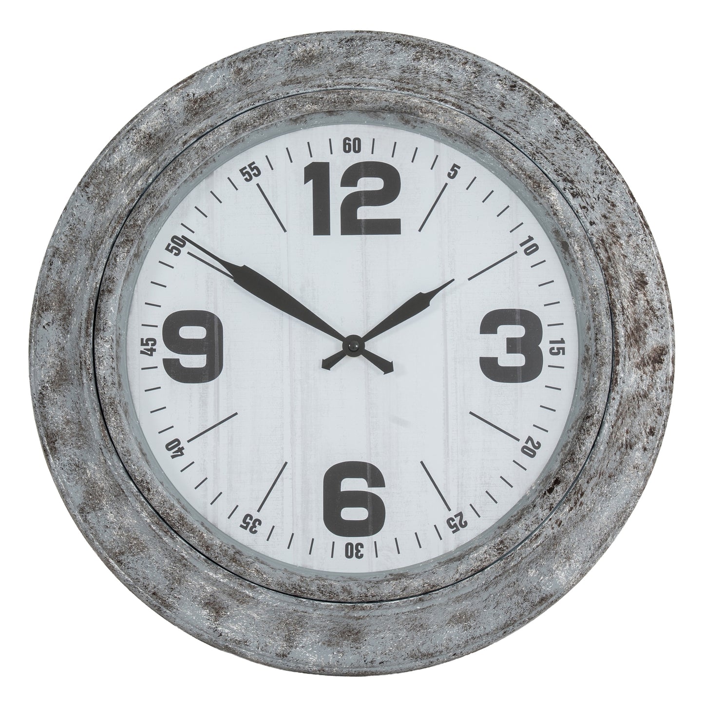 Round Distressed Metal Wall Clock Industrial Weathered Finish 45cm