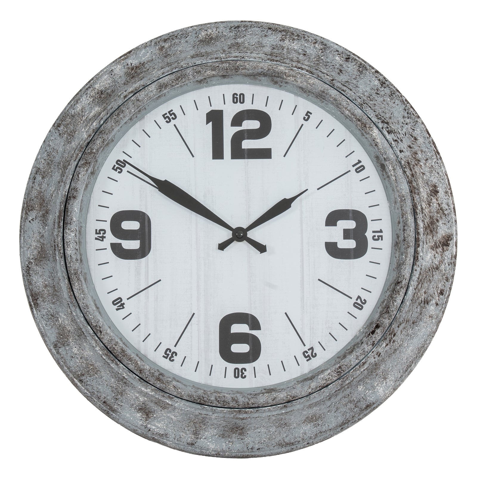 Round Distressed Metal Wall Clock Industrial Weathered Finish 45cm