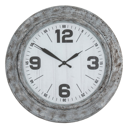 Round Distressed Metal Wall Clock Industrial Weathered Finish 45cm
