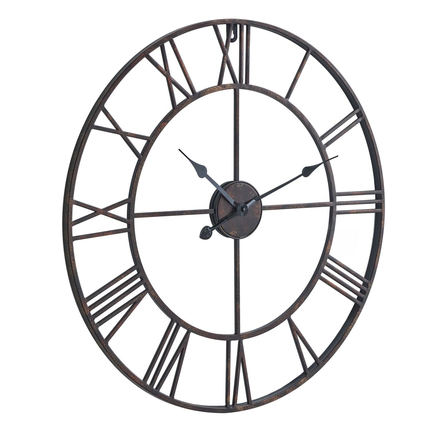 Bronze Skeleton Wall Clock 70cm Antique Bronze Roman Numerals