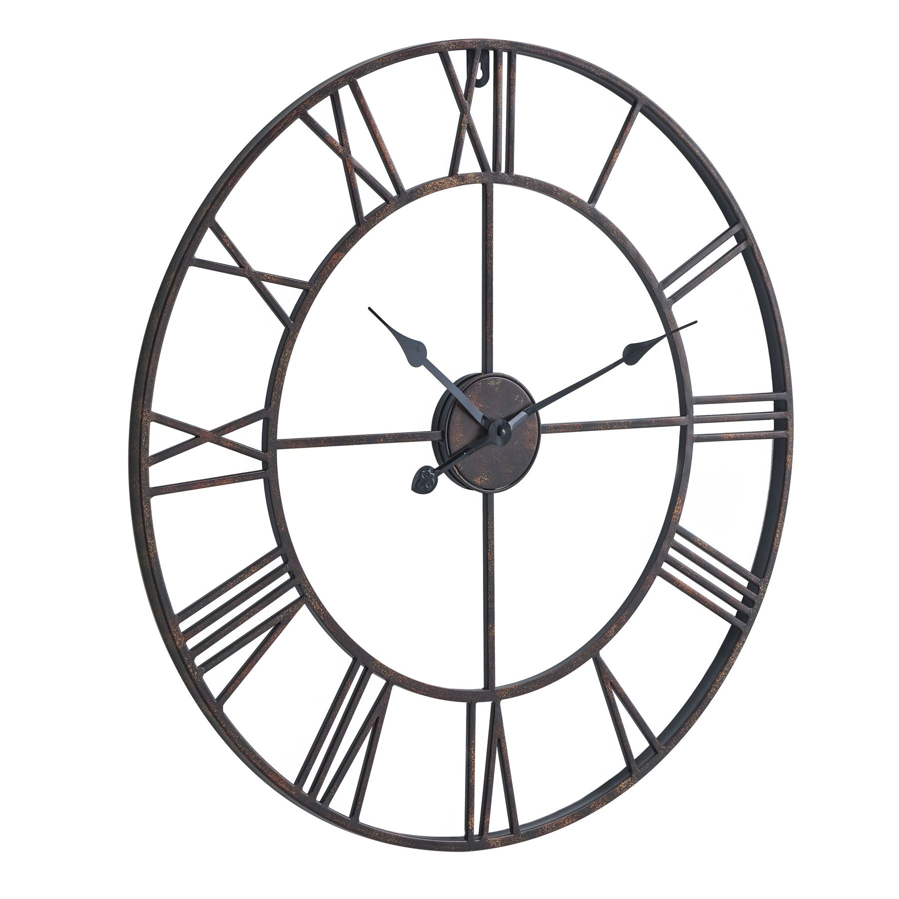 Bronze Skeleton Wall Clock 70cm Antique Bronze Roman Numerals