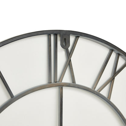 Large Panelled Round Wall Clock - side view