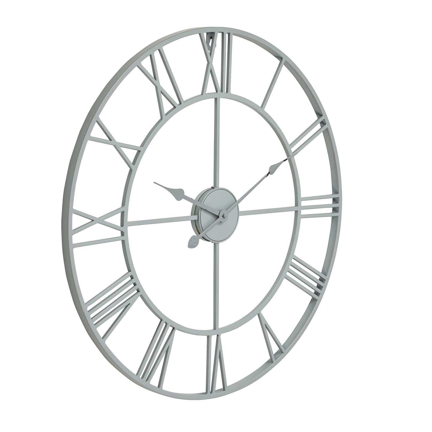 Large Panelled Round Wall Clock Multi-Section Metal Frame