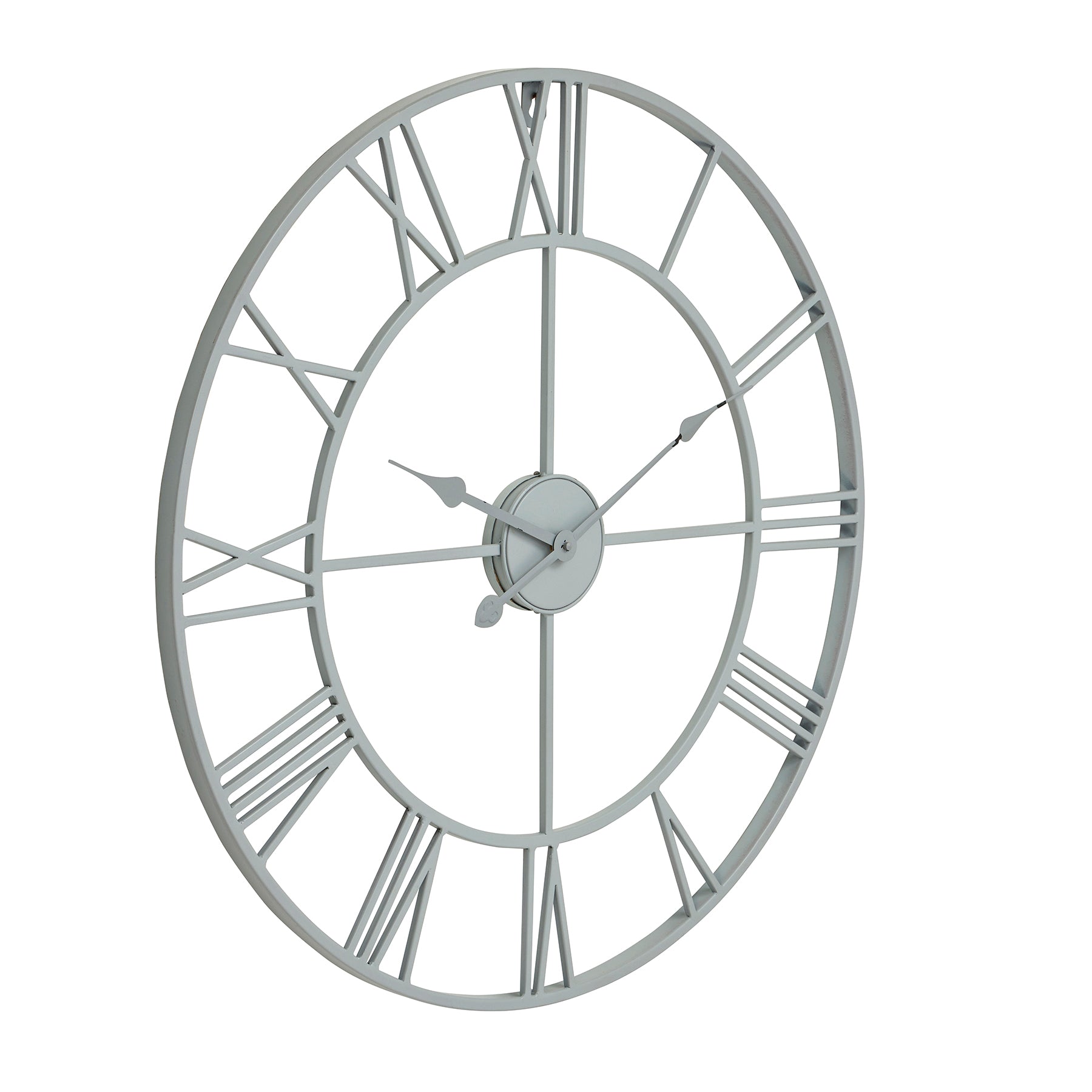 Large Panelled Round Wall Clock Multi-Section Metal Frame