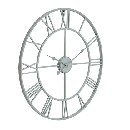 Large Panelled Round Wall Clock Multi-Section Metal Frame