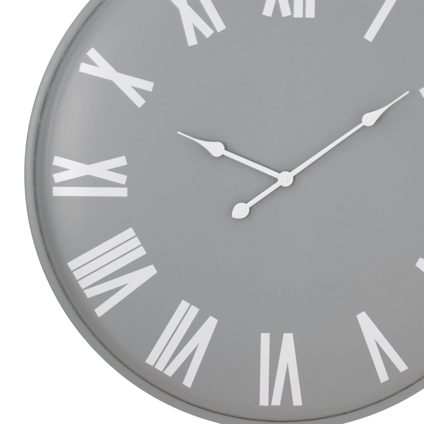 Large Round Wall Clock 80cm Grey White - side view